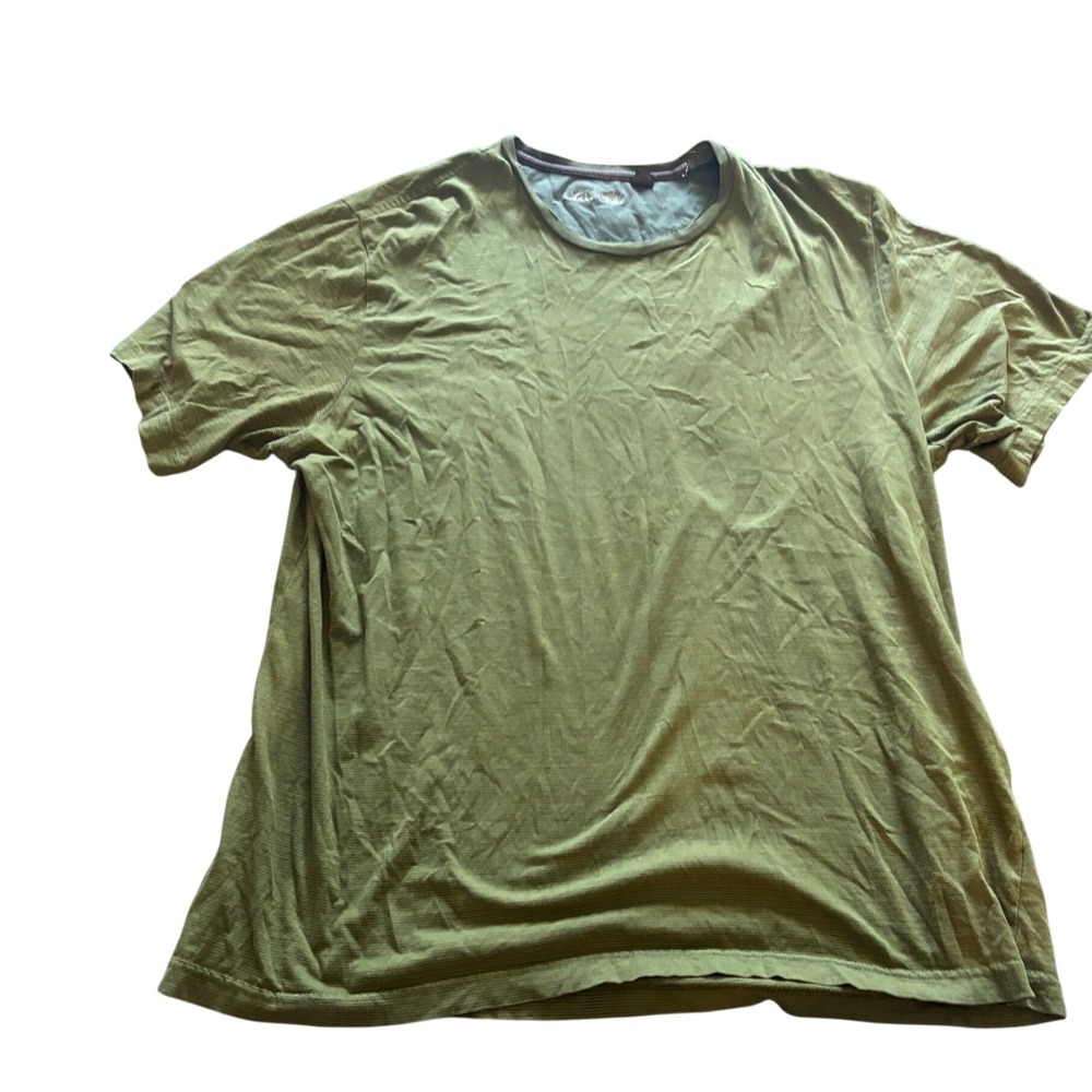 Tasso Elba Mens Olive Green Cotton Micro Stripe Short Sleeve Crewneck Tee XL